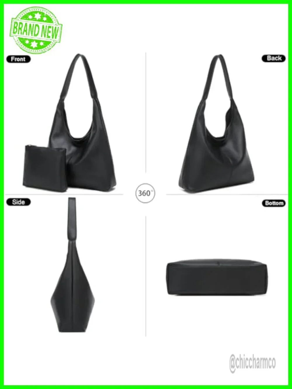 Soft PU Leather Slouchy Hobo Shoulder Bag Large Tote Purse for Work Travel